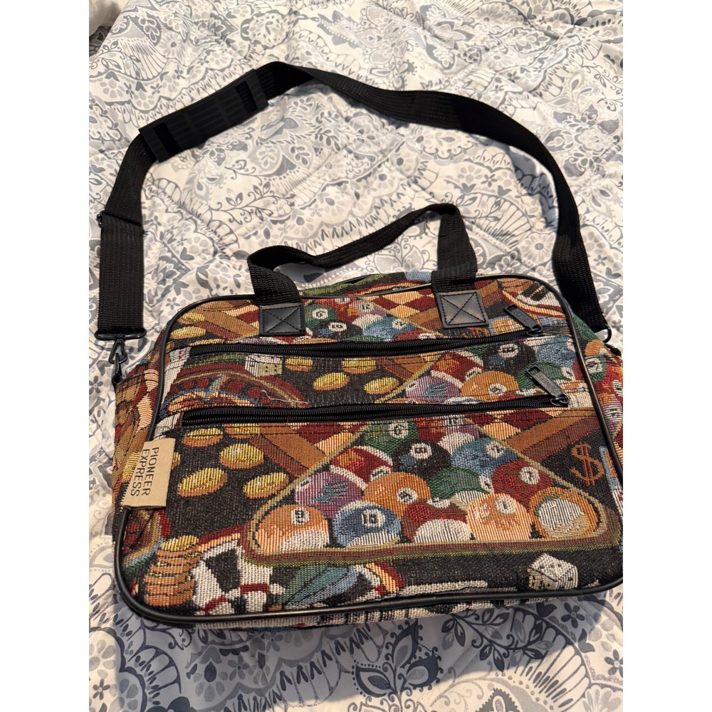 Pioneer Express Vintage Tapestry Billiards Pool Table Crossbody Shoulder Bag